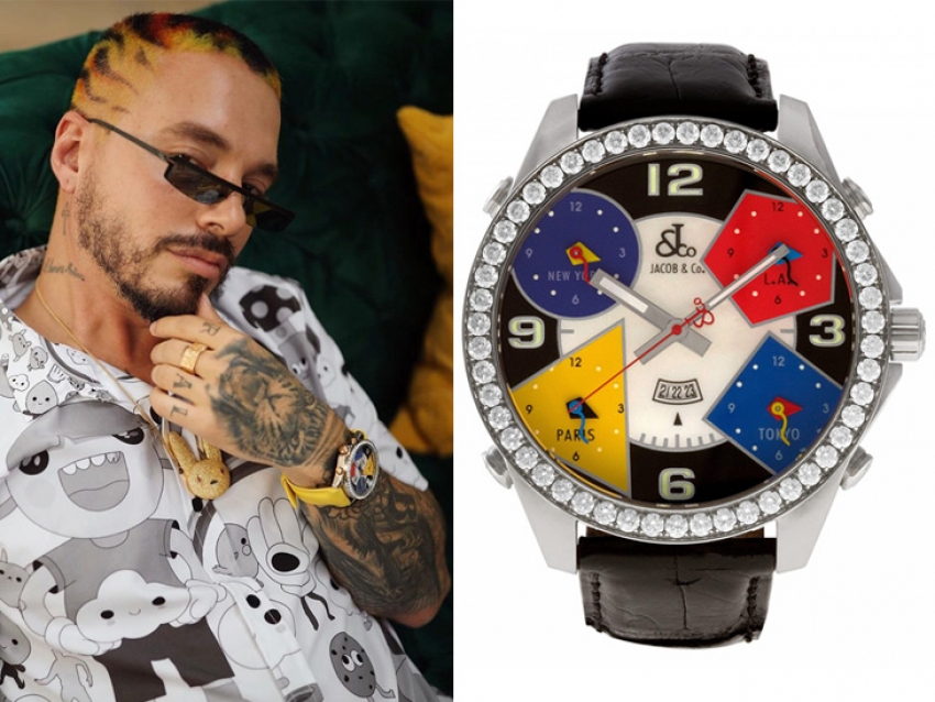 El sorprendente reloj Jacob &amp; Co. Five Time Zone Automatic H-24 de J Balvin